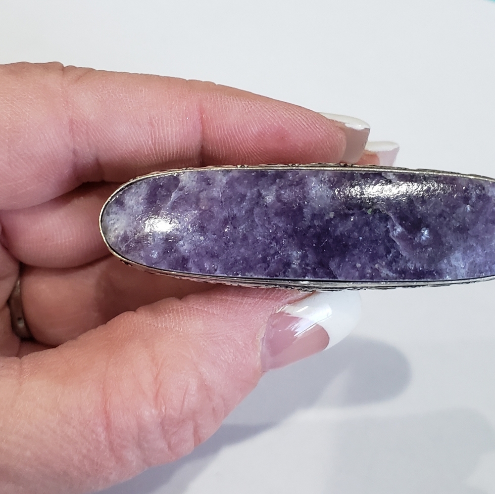Lepidolite Gemstone, 925 Silver Ring - image 8